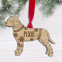 Load image into Gallery viewer, Personalised Lagotto Romagnolo Bauble Jumper Dog Bauble - Oak Veneer Wood - Add any name