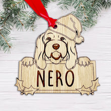 Load image into Gallery viewer, Personalised Cockapoo Dog Bauble - Peeking Dog - Oak Veneer Wood - Add your own name!