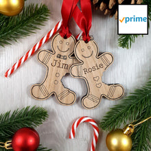 Load image into Gallery viewer, Personalised Gingerbread Person Tree Decoration - Sustainable Oak Wooden Bauble