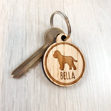 Load image into Gallery viewer, Personalised Dog Breed Keyring - Sustainable Oak Wood