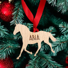 Load image into Gallery viewer, Personalised Horse Tree Decoration - Sustainable Oak Wooden Bauble
