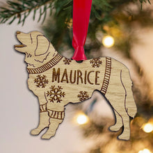 Load image into Gallery viewer, Personalised Leonberger Bauble Jumper Dog Bauble - Oak Veneer Wood - Add any name
