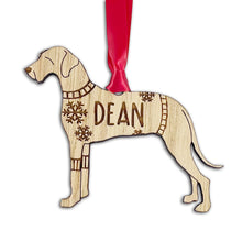 Load image into Gallery viewer, Personalised Great Dane Bauble Jumper Dog Bauble - Oak Veneer Wood - Add any name
