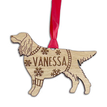 Load image into Gallery viewer, Personalised Gordon Setter Bauble Jumper Dog Bauble - Oak Veneer Wood - Add any name
