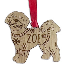 Load image into Gallery viewer, Personalised Shih Tzu Bauble Jumper Dog Bauble - Oak Veneer Wood - Add any name
