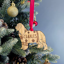 Load image into Gallery viewer, Personalised Cavalier Bauble Jumper Dog Bauble - Oak Veneer Wood - Add any name
