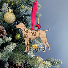 Load image into Gallery viewer, Personalised Pointer Bauble Jumper Dog Bauble - Oak Veneer Wood - Add any name
