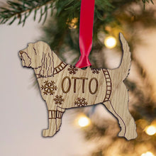 Load image into Gallery viewer, Personalised Otterhound Bauble Jumper Dog Bauble - Oak Veneer Wood - Add any name
