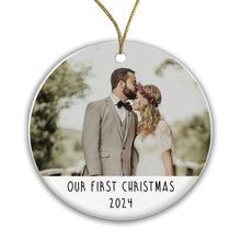 Load image into Gallery viewer, Personalised Couple Photo Bauble - Add a photo, names and year!
