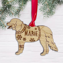 Load image into Gallery viewer, Personalised Bernese Mountain Bauble Jumper Dog Bauble - Oak Veneer Wood - Add any name
