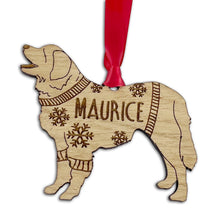Load image into Gallery viewer, Personalised Leonberger Bauble Jumper Dog Bauble - Oak Veneer Wood - Add any name
