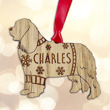 Load image into Gallery viewer, Personalised Cavalier Bauble Jumper Dog Bauble - Oak Veneer Wood - Add any name
