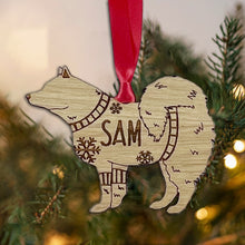 Load image into Gallery viewer, Personalised Samoyed Bauble Jumper Dog Bauble - Oak Veneer Wood - Add any name
