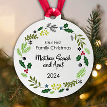Load image into Gallery viewer, Personalised Our First Christmas Acrylic Tree Decoration Bauble

