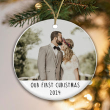 Load image into Gallery viewer, Personalised Couple Photo Bauble - Add a photo, names and year!
