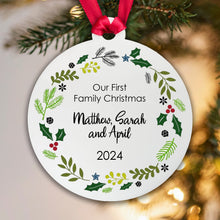 Load image into Gallery viewer, Personalised Our First Christmas Acrylic Tree Decoration Bauble
