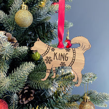 Load image into Gallery viewer, Personalised Husky Bauble Jumper Dog Bauble - Oak Veneer Wood - Add any name
