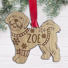 Load image into Gallery viewer, Personalised Shih Tzu Bauble Jumper Dog Bauble - Oak Veneer Wood - Add any name
