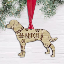 Load image into Gallery viewer, Personalised Rottweiler Bauble Jumper Dog Bauble - Oak Veneer Wood - Add any name
