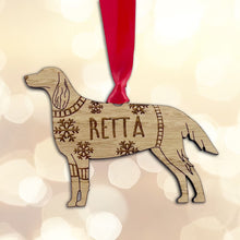 Load image into Gallery viewer, Personalised Red Setter Bauble Jumper Dog Bauble - Oak Veneer Wood - Add any name
