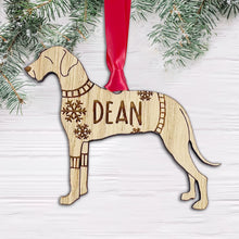 Load image into Gallery viewer, Personalised Great Dane Bauble Jumper Dog Bauble - Oak Veneer Wood - Add any name
