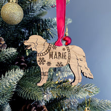 Load image into Gallery viewer, Personalised Bernese Mountain Bauble Jumper Dog Bauble - Oak Veneer Wood - Add any name
