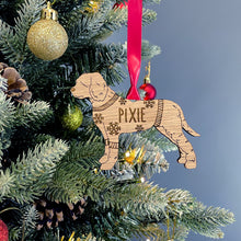 Load image into Gallery viewer, Personalised Lagotto Romagnolo Bauble Jumper Dog Bauble - Oak Veneer Wood - Add any name
