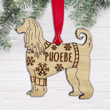 Load image into Gallery viewer, Personalised Afghan Hound Bauble Jumper Dog Bauble - Oak Veneer Wood - Add any name
