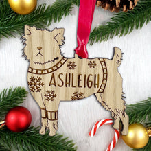 Load image into Gallery viewer, Personalised Affenpinscher  Bauble Jumper Dog Bauble - Oak Veneer Wood - Add any name
