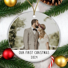 Load image into Gallery viewer, Personalised Couple Photo Bauble - Add a photo, names and year!
