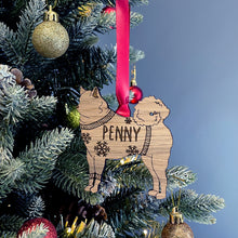 Load image into Gallery viewer, Personalised Finnish Spitz Bauble Jumper Dog Bauble - Oak Veneer Wood - Add any name
