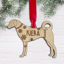 Load image into Gallery viewer, Personalised Kangal Bauble Jumper Dog Bauble - Oak Veneer Wood - Add any name
