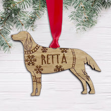 Load image into Gallery viewer, Personalised Red Setter Bauble Jumper Dog Bauble - Oak Veneer Wood - Add any name
