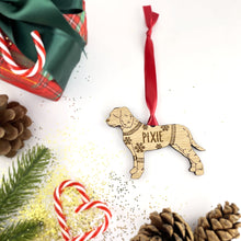Load image into Gallery viewer, Personalised Lagotto Romagnolo Bauble Jumper Dog Bauble - Oak Veneer Wood - Add any name
