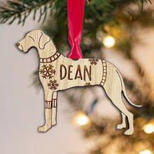 Load image into Gallery viewer, Personalised Great Dane Bauble Jumper Dog Bauble - Oak Veneer Wood - Add any name

