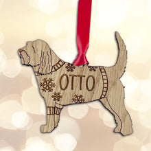 Load image into Gallery viewer, Personalised Otterhound Bauble Jumper Dog Bauble - Oak Veneer Wood - Add any name
