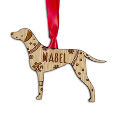 Load image into Gallery viewer, Personalised Dalmation Bauble Jumper Dog Bauble - Oak Veneer Wood - Add any name
