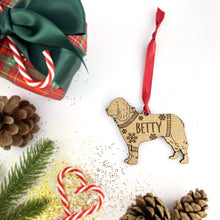 Load image into Gallery viewer, Personalised Newfoundland Bauble Jumper Dog Bauble - Oak Veneer Wood - Add any name
