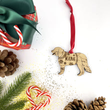 Load image into Gallery viewer, Personalised Bernese Mountain Bauble Jumper Dog Bauble - Oak Veneer Wood - Add any name
