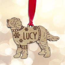 Load image into Gallery viewer, Personalised Labradoodle Bauble Jumper Dog Bauble - Oak Veneer Wood - Add any name

