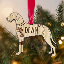 Load image into Gallery viewer, Personalised Great Dane Bauble Jumper Dog Bauble - Oak Veneer Wood - Add any name
