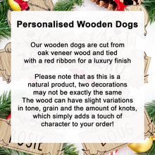 Load image into Gallery viewer, Personalised Hungarian Vizsla Dog Bauble - Peeking Dog - Oak Veneer Wood - Add your own name!
