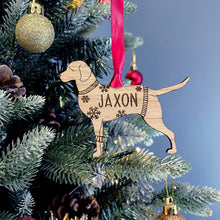 Load image into Gallery viewer, Personalised Chesapeake Bay Retriever Bauble Jumper Dog Bauble - Oak Veneer Wood - Add any name
