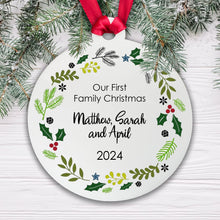 Load image into Gallery viewer, Personalised Our First Christmas Acrylic Tree Decoration Bauble
