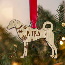 Load image into Gallery viewer, Personalised Kangal Bauble Jumper Dog Bauble - Oak Veneer Wood - Add any name
