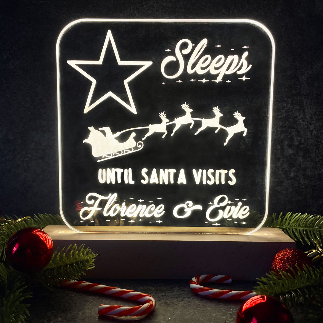 Personalised ?? Sleeps Until Christmas Light Box Christmas Lamp - Warm White - Add your names!