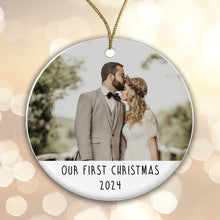 Load image into Gallery viewer, Personalised Couple Photo Bauble - Add a photo, names and year!
