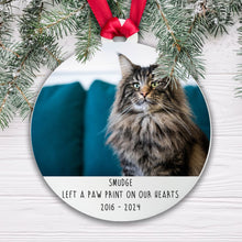 Load image into Gallery viewer, Personalised Memorial 'Left a Paw Print' Bauble - Acrylic Photo
