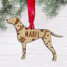 Load image into Gallery viewer, Personalised Dalmation Bauble Jumper Dog Bauble - Oak Veneer Wood - Add any name
