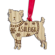 Load image into Gallery viewer, Personalised Affenpinscher  Bauble Jumper Dog Bauble - Oak Veneer Wood - Add any name
